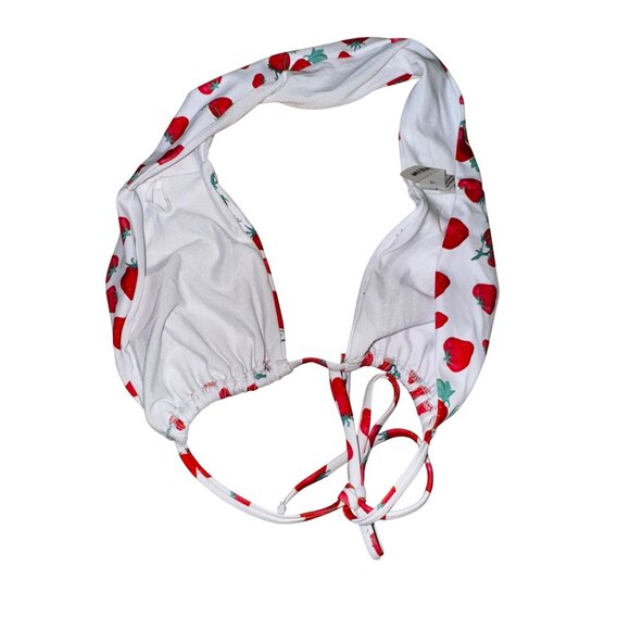 Strawberry Print Bikini Halter Top & Tie Side Brazilian Bottoms Large Sexy Cute - Picture 5 of 5